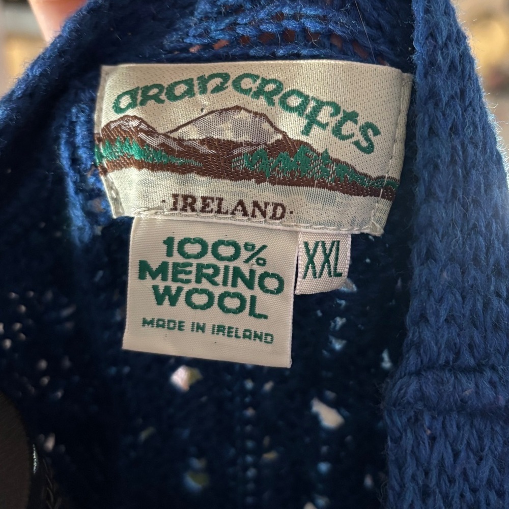 Vintage Aron Crafts 100% Merano Wool Fisherman Cable Knit Chunky Sweater SizeXXL - Picture 3 of 6